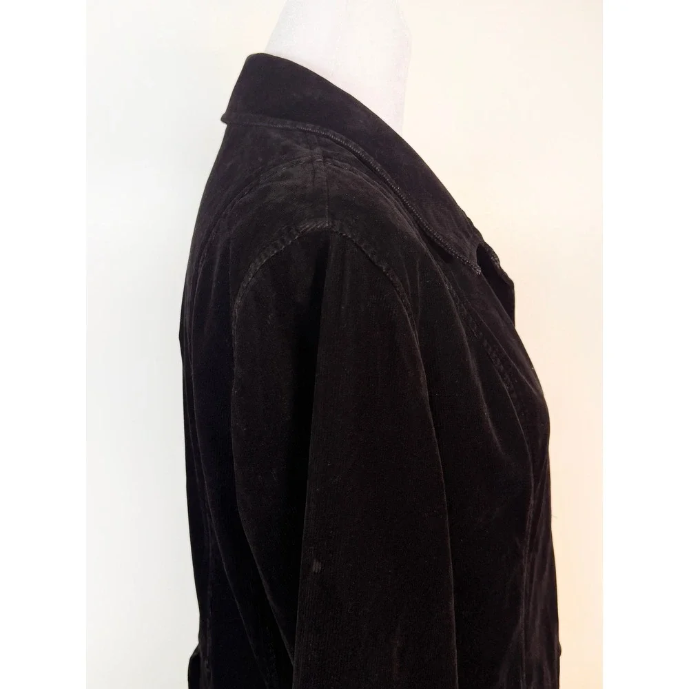 J.Jill‎ Black Velvet Blazer Jacket Petite SP Button Front Collared Riding Coat